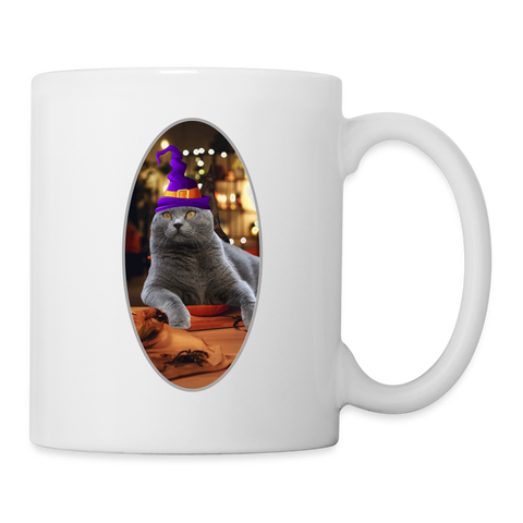 Chartreux Cat Halloween Print Coffee/Tea Mug - white