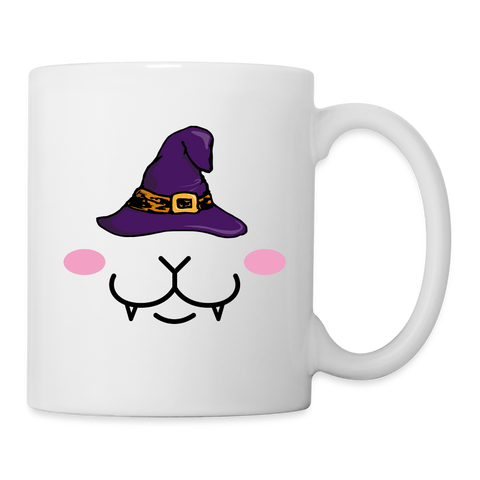 Cat Face With Hat Print Coffee/Tea Mug - white