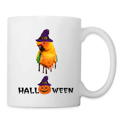 Sun conure Parrot Halloween Print Coffee/Tea Mug - white