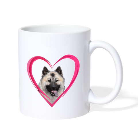 Norwegian Elkhound On Heart Print Coffee/Tea Mug - white