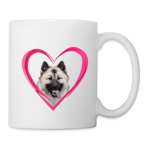 Norwegian Elkhound On Heart Print Coffee/Tea Mug - white