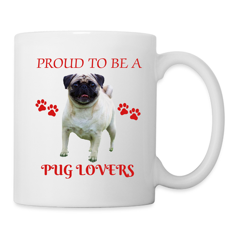 Pug Lovers Print Coffee/Tea Mug - white