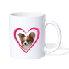 Papillon Dog On Heart Print Coffee/Tea Mug - white