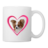 Papillon Dog On Heart Print Coffee/Tea Mug - white