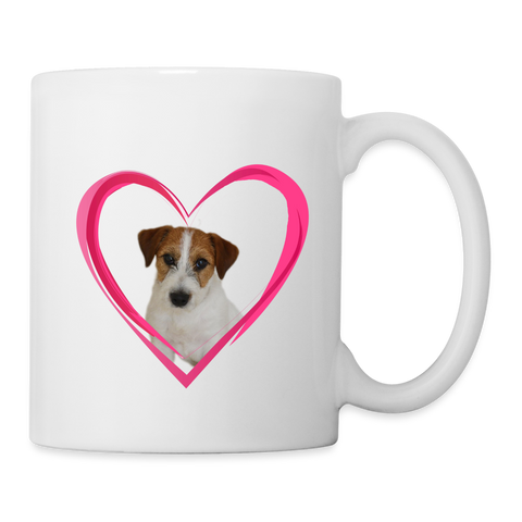 Parson Russell Terrier On Heart Print Coffee/Tea Mug - white