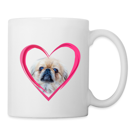 Pekingese On Heart Print Coffee/Tea Mug - white