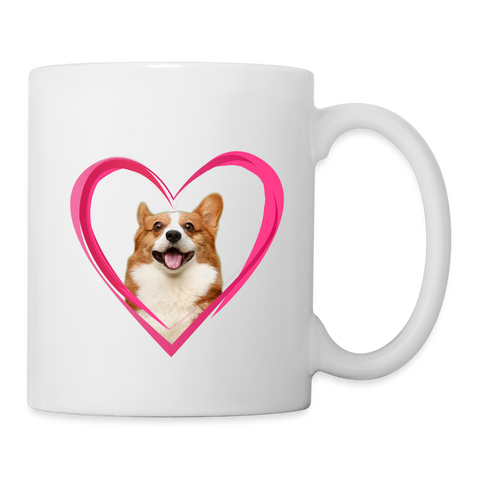 Pembroke Welsh Corgi On Heart Print Coffee/Tea Mug - white