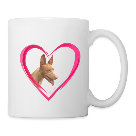 Pharaoh Hound On Heart Print Coffee/Tea Mug - white