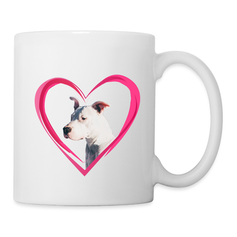 Pit Bull On Heart Print Coffee/Tea Mug - white