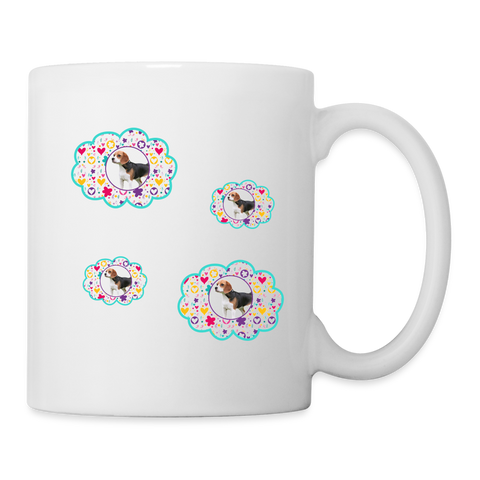 Beagle Dog Floral Print Coffee/Tea Mug - white