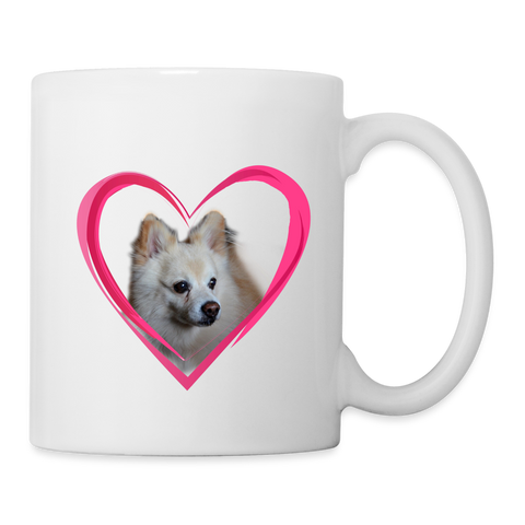 Pomeranian On Heart Print Coffee/Tea Mug - white