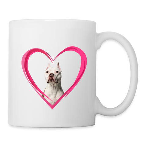 Pit Bull Terrier On Heart Print Coffee/Tea Mug - white