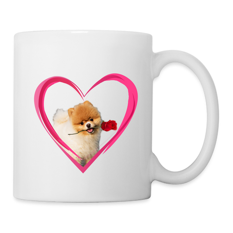 Lovely Pomeranian On Heart Print Coffee/Tea Mug - white