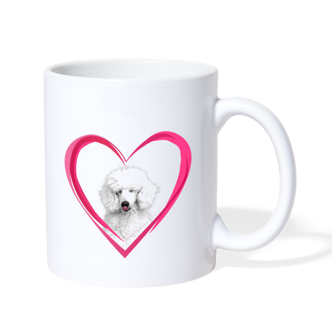 Poodle On Heart Print Coffee/Tea Mug - white