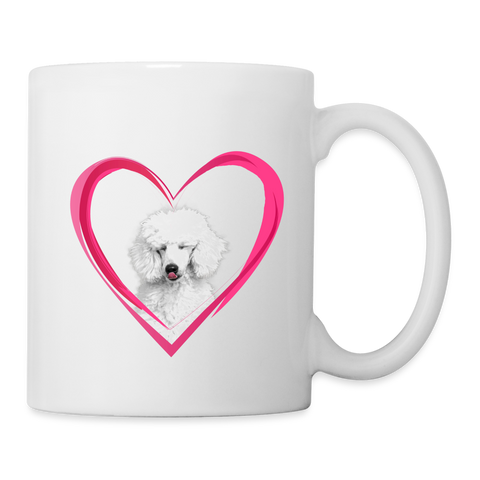 Poodle On Heart Print Coffee/Tea Mug - white