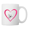 Poodle On Heart Print Coffee/Tea Mug - white