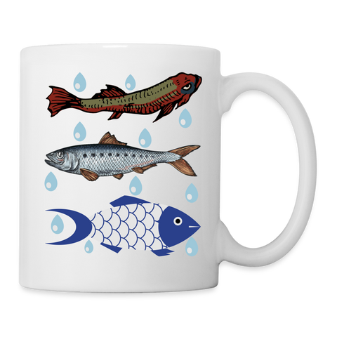 Fish With Drops Print Coffee/Tea Mug - white