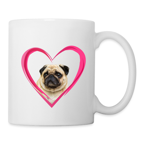 Pug On Heart Print Coffee/Tea Mug - white