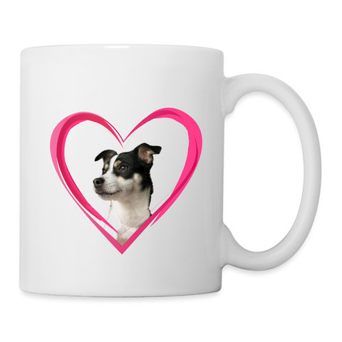 Rat Terrier On Heart Print Coffee/Tea Mug - white