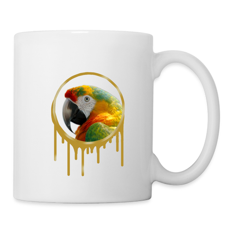 Red-And-Green Macaw Print Coffee/Tea Mug - white