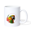 Red-And-Green Macaw On Flower Print Coffee/Tea Mug - white