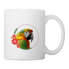 Red-And-Green Macaw On Flower Print Coffee/Tea Mug - white