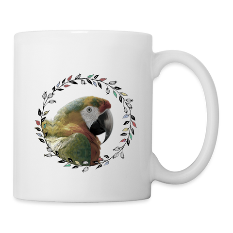 Lovely Red-And-Green Macaw Print Coffee/Tea Mug - white