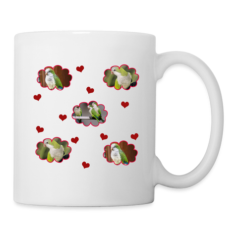 Monk Parakeet Parrot Print Coffee/Tea Mug - white