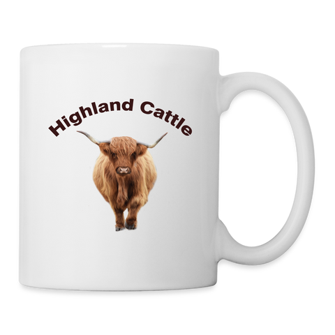 Highland Cattle (Cow) Print Coffee/Tea Mug - white