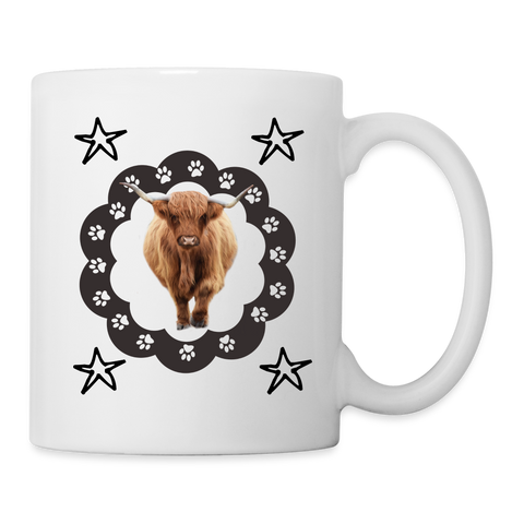 Highland Cattle Paws Print Coffee/Tea Mug - white