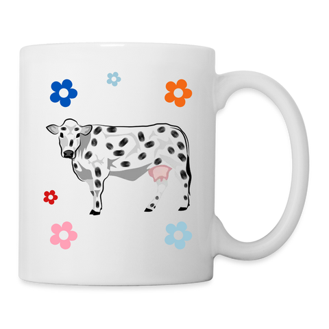 Chianina Cattle (Cow) Floral Print Coffee/Tea Mug - white