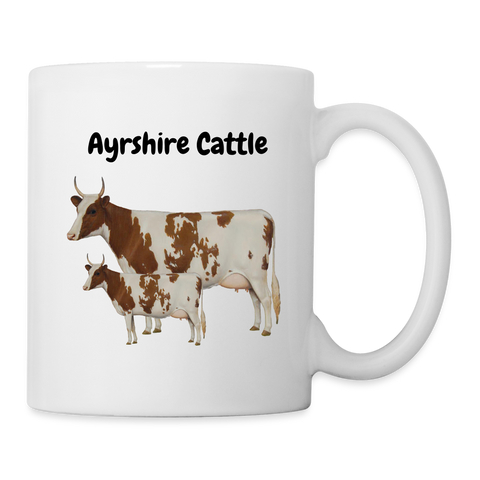 Ayrshire Cattle (Cow) Print Coffee/Tea Mug - white