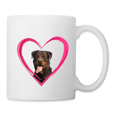 Rottweiler On Heart Print Coffee/Tea Mug - white