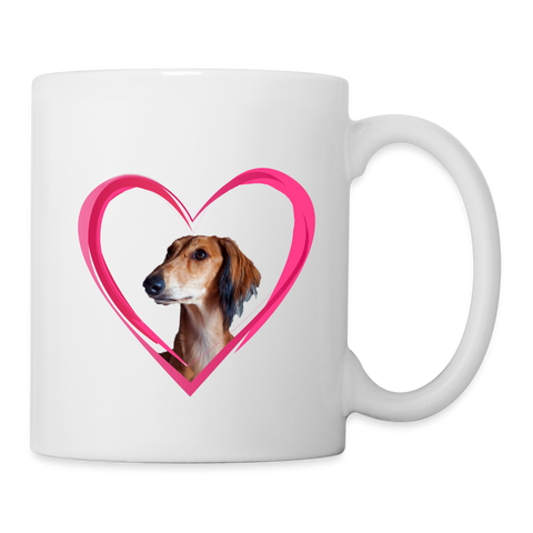 Saluki Dog On Heart Print Coffee/Tea Mug - white