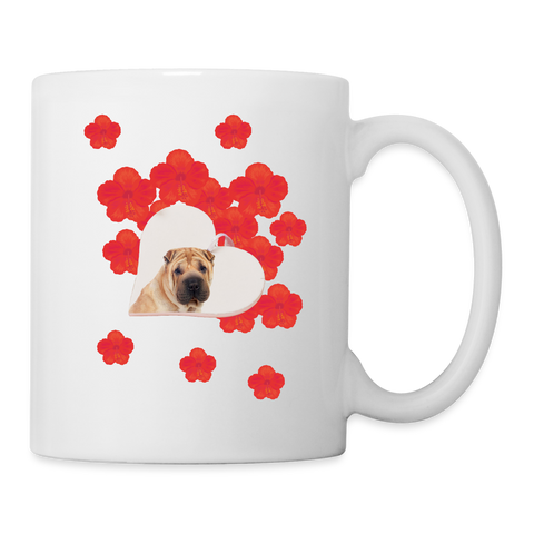 Shar Pei Floral Print Coffee/Tea Mug - white