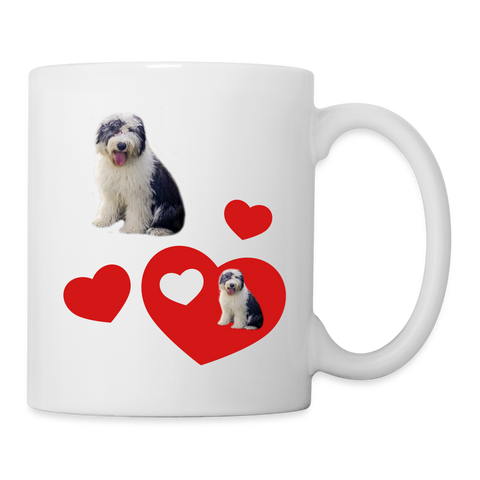 Old English Sheepdog Love Print Coffee/Tea Mug - white