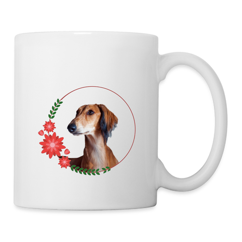 Saluki Dog Print Coffee/Tea Mug - white