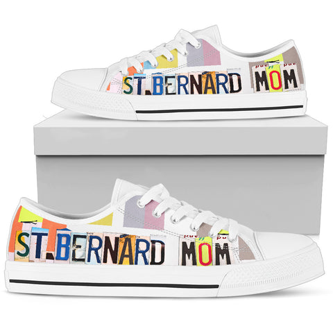 St. Bernard Mom Print Low Top Canvas Shoes for Women