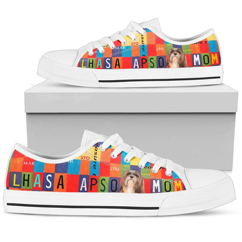 Lhasa Apso Mom Print Low Top Canvas Shoes for Women