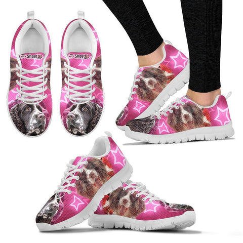 English Springer Spaniel On Pink Print Running Shoes For Women