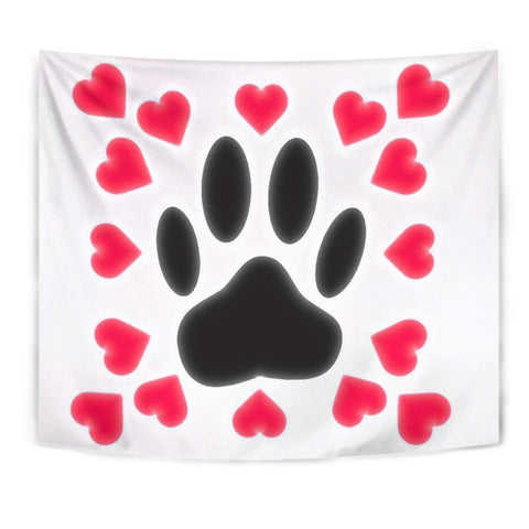 Dog Paws Love Print Tapestry