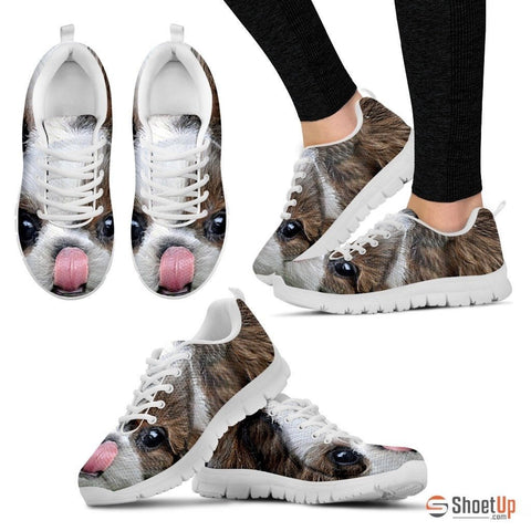 Shih Tzu Printed (Black/White) Running Shoes For Women