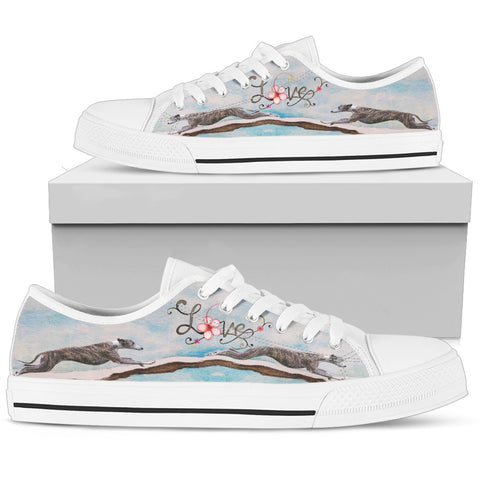 Whippet Print Low Top Canvas Shoes For Women
