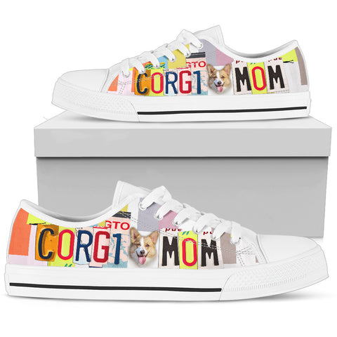 Corgi Mom Print Low Top Canvas Shoes for Women