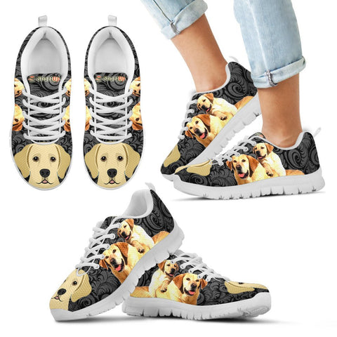 Labrador Retriever On Black PrintKid's Running Shoes