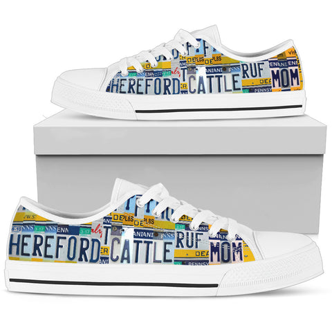 Hereford cattle Mom Print Low Top Canvas Shoes For Women