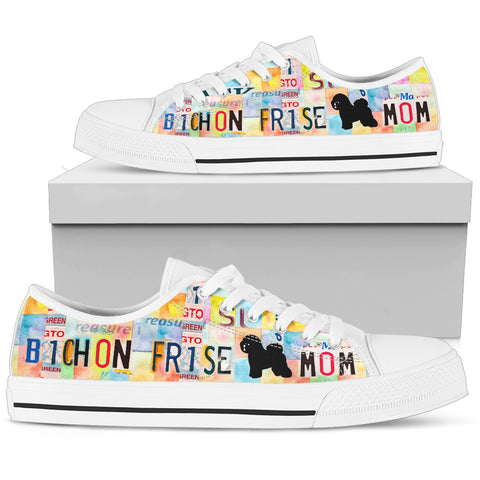 Bichon Frise Mom Print Low Top Canvas Shoes for Women