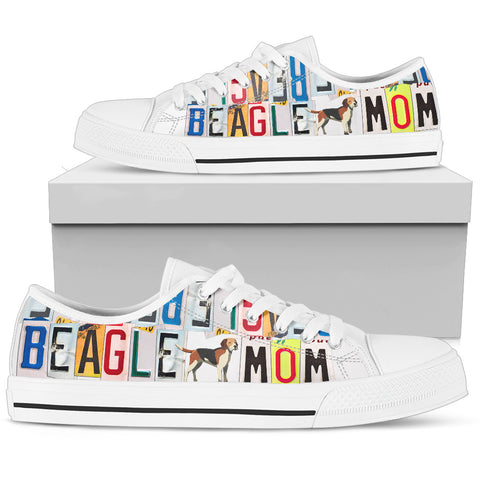 Cute Beagle Mom Print Low Top Canvas Shoes For Women