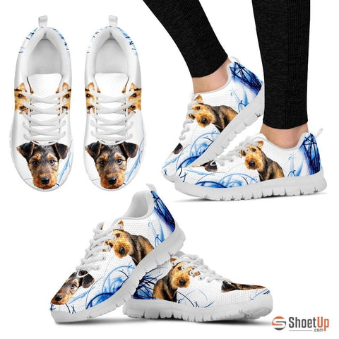 Airedale Terrier Print Sneakers For Women(White)
