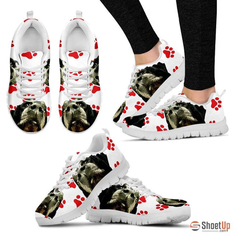 Customized Red Paws Dog Print (Black/White) Running Shoes For Women